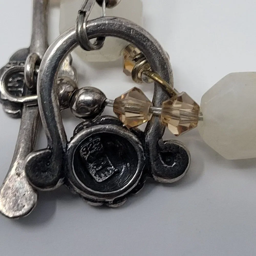 Artisan Handmade 925 Sterling Silver White Quartz Bicone Beaded Bracelet Healing